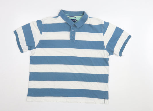 Bhs Men's Blue Striped Polo, Large, Casual Summer Top
