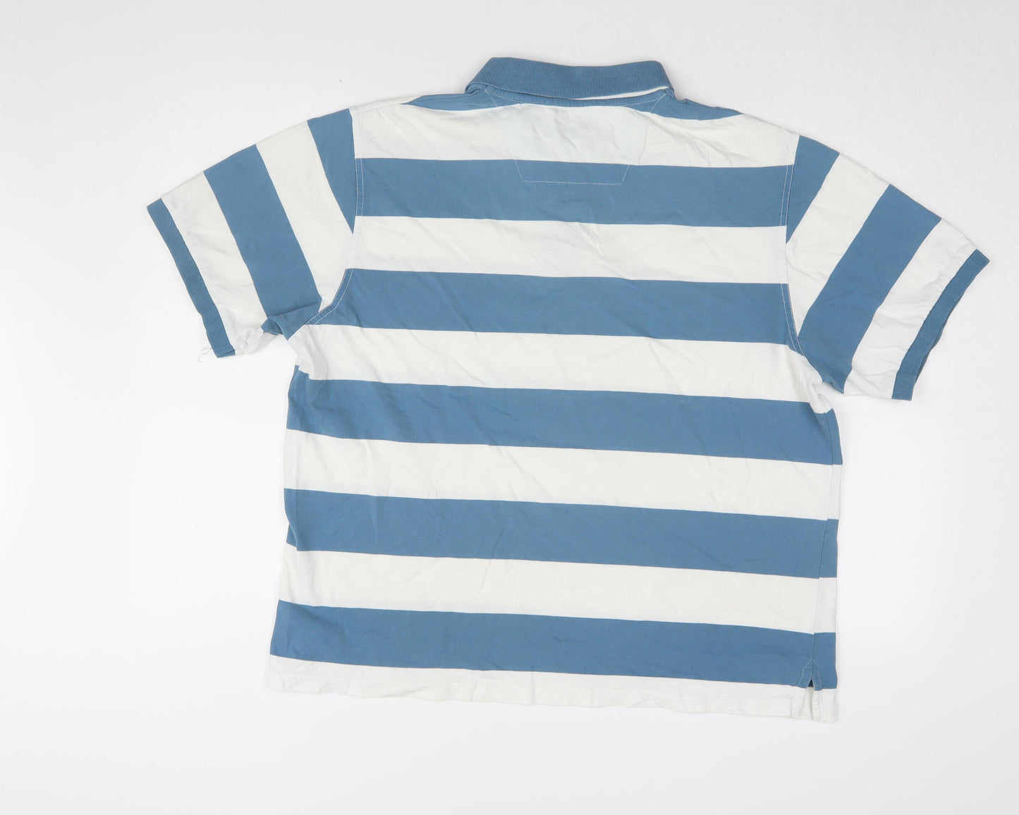 Bhs Men's Blue Striped Polo, Large, Casual Summer Top