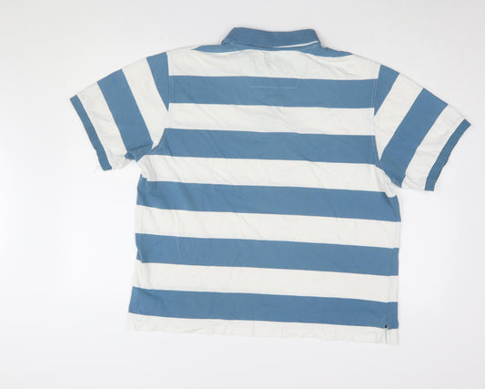 Bhs Men's Blue Striped Polo, Large, Casual Summer Top