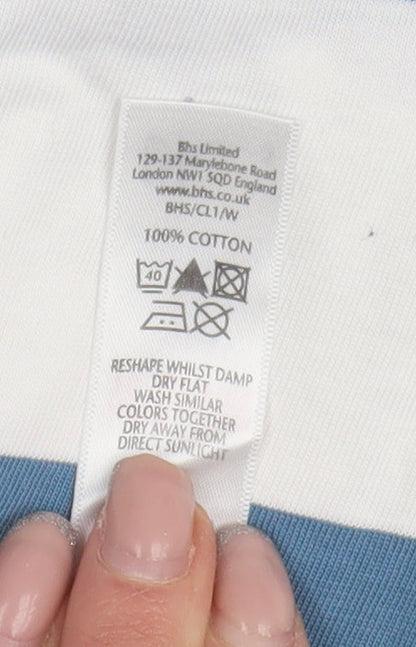 Bhs Men's Blue Striped Polo, Large, Casual Summer Top