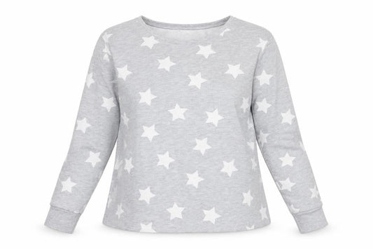 Front view of ASOS Women's Grey Star Print Sweatshirt, size 10