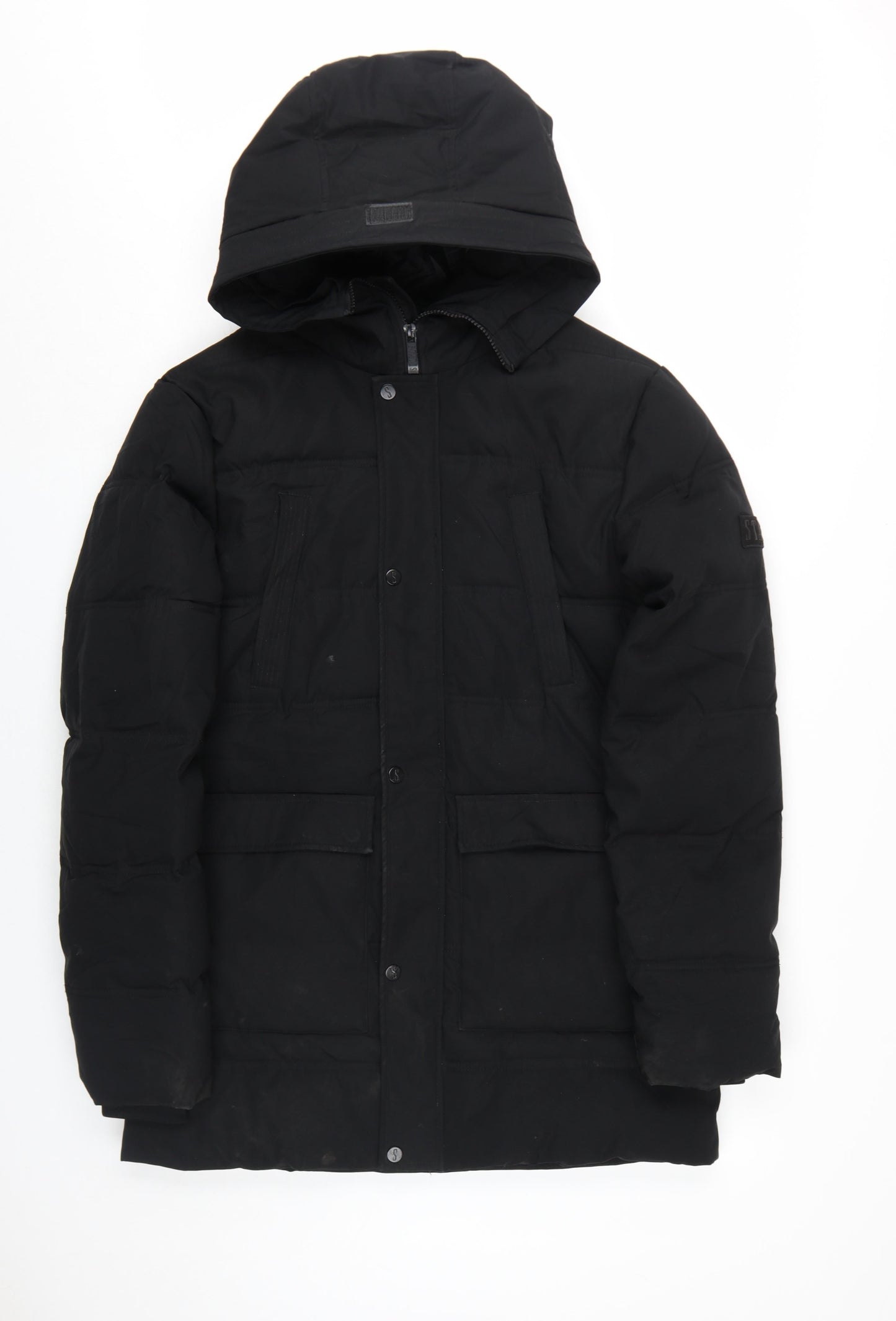 Mens UK Size XS Status Black Puffer Jacket
