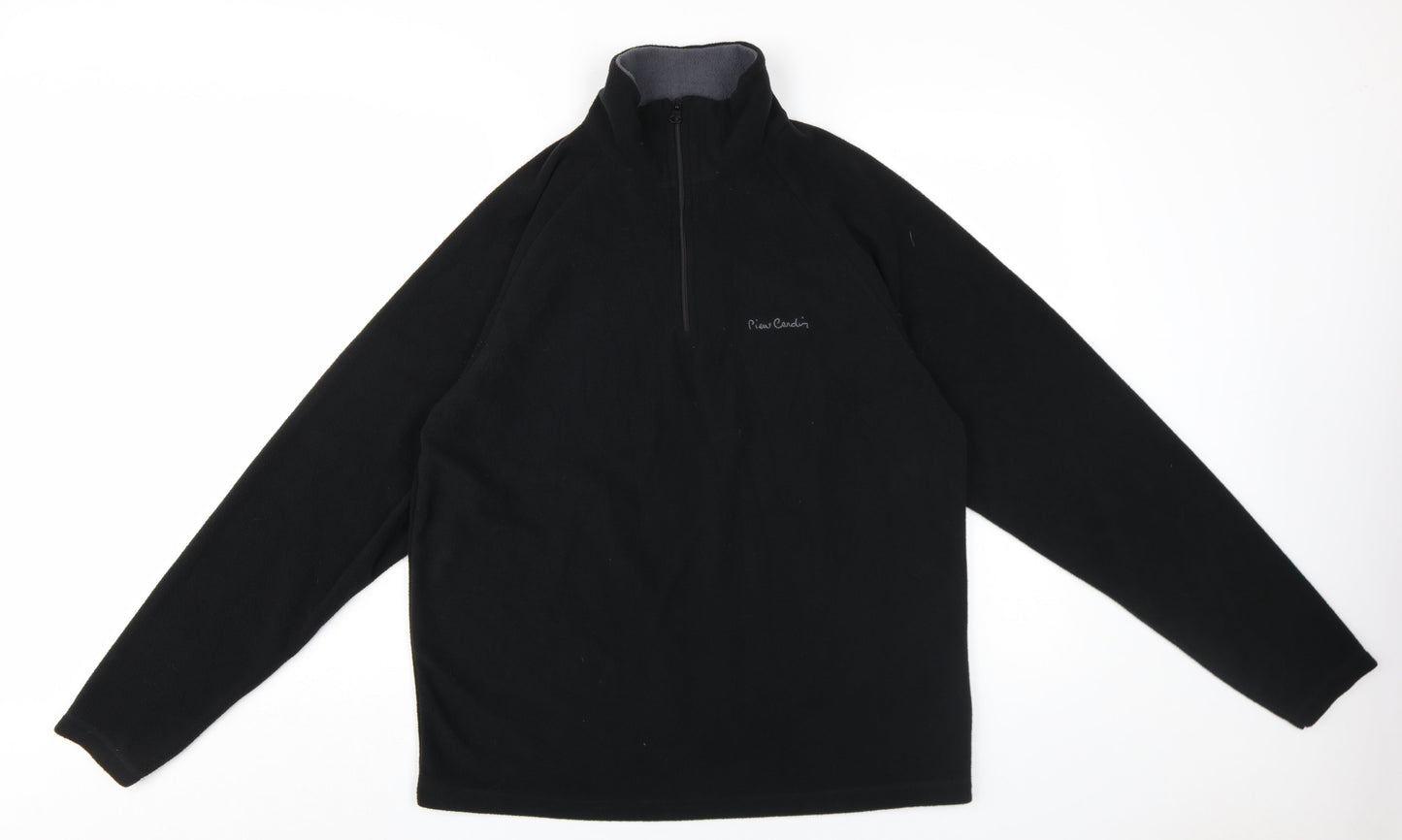 Mens UK Size L Pierre Cardin Black 1/4 Zip Sweatshirt