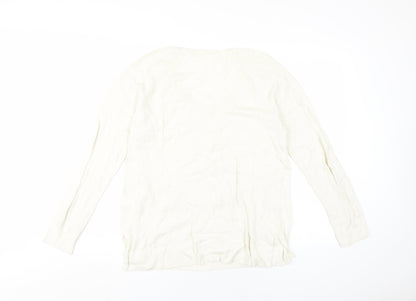 GAP Women's White V-Neck Pullover Jumper, L