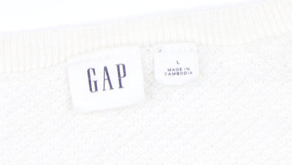 GAP Women's White V-Neck Pullover Jumper, L