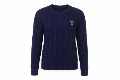 Bondekild Women's Blue Cotton Cable-Knit Jumper S