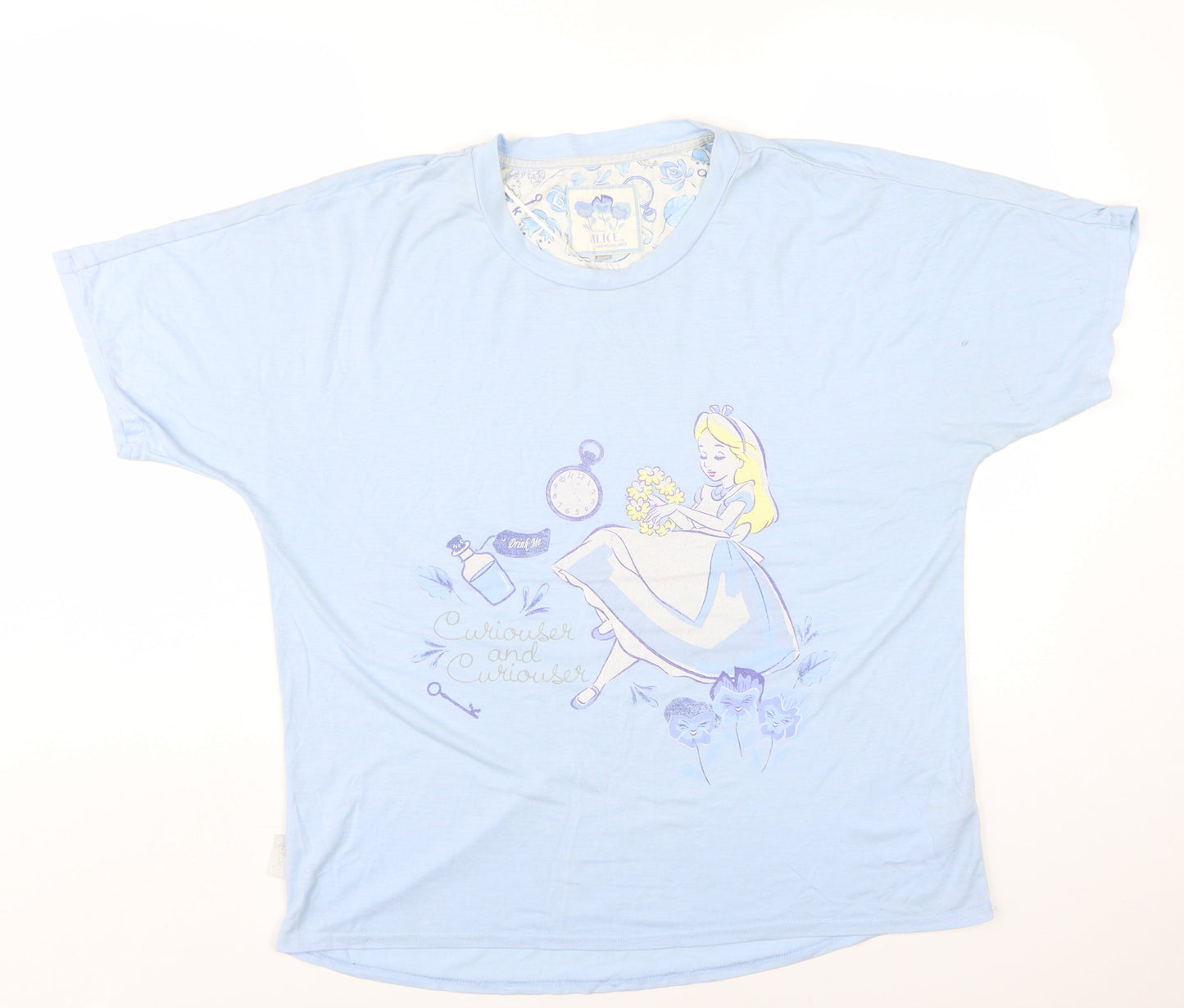 Disney Women's Nightshirt Blue Size 14 Alice Cartoon