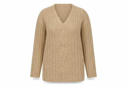 Monaghan's Women's Beige V-Neck Pullover Jumper, M