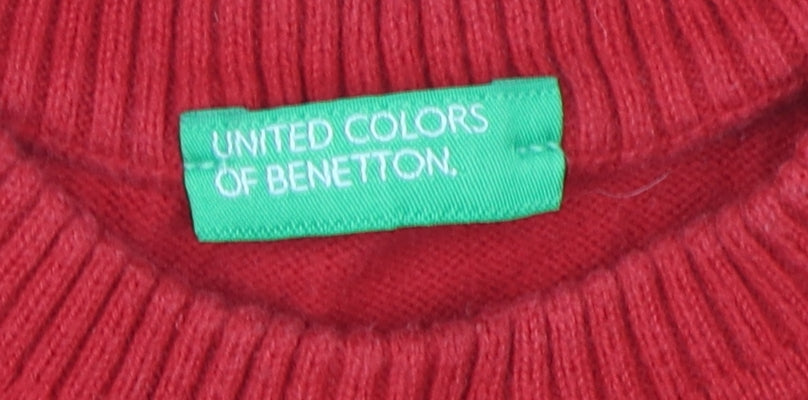 United Colors of Benetton Boys Red Cotton Pullover Jumper M