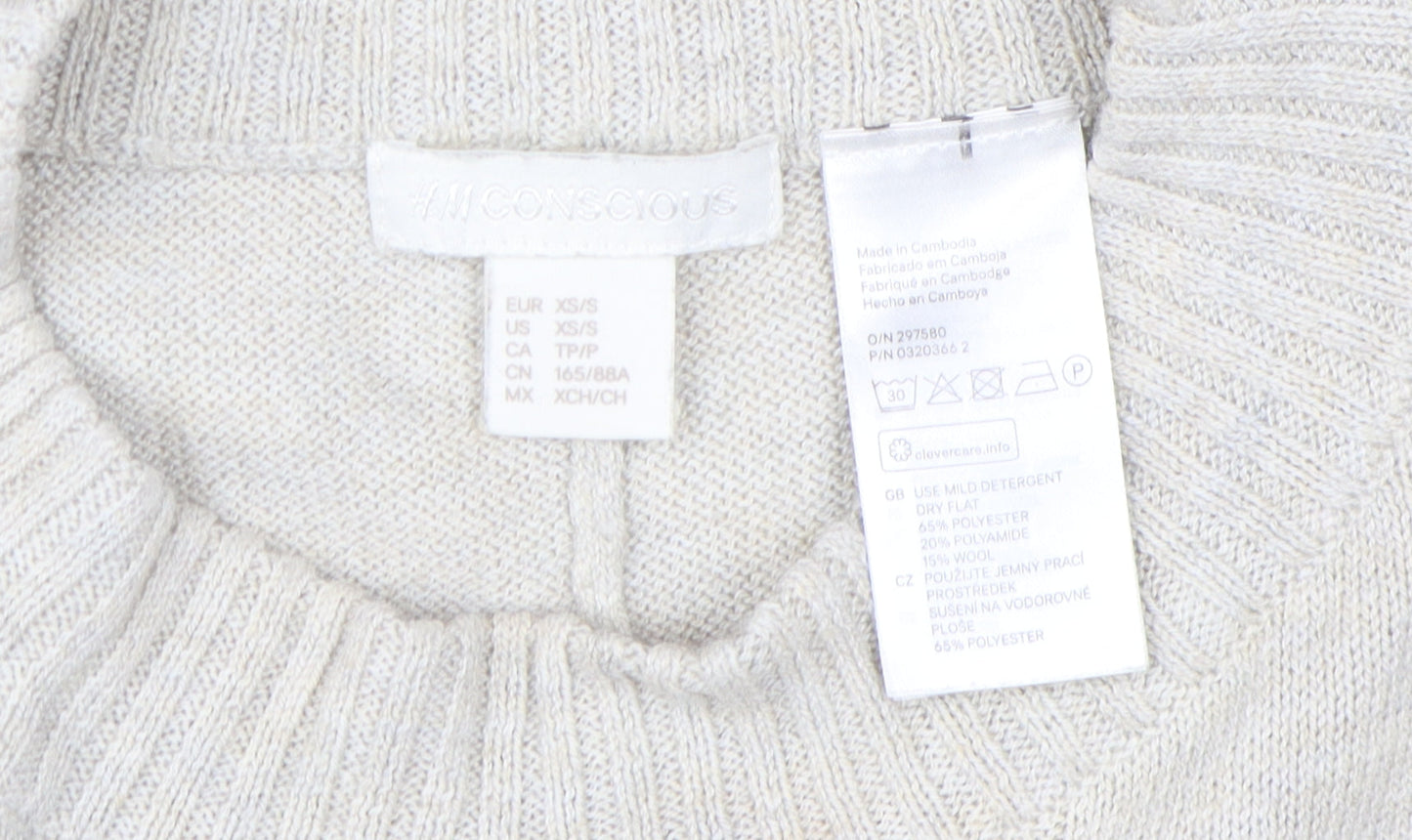 Womens UK Size XS H&M Beige Pullover Jumper