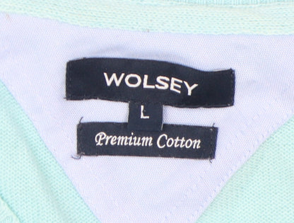 Wolsey Men's Green V-Neck Pullover Jumper Size L