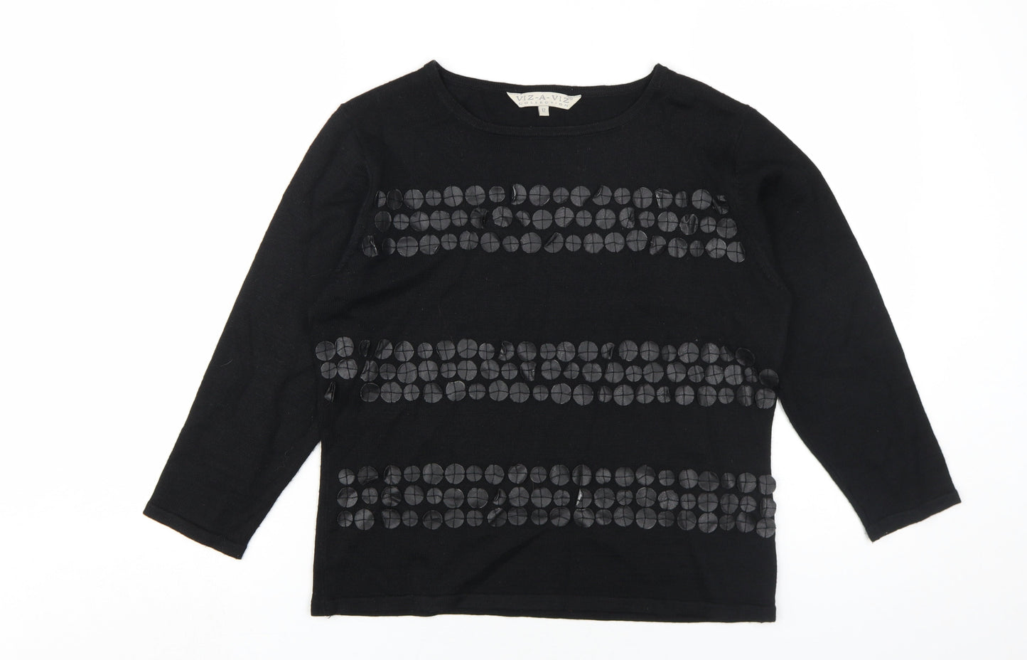 Womens UK Size 12 Viz-A-Viz Black Pullover Jumper
