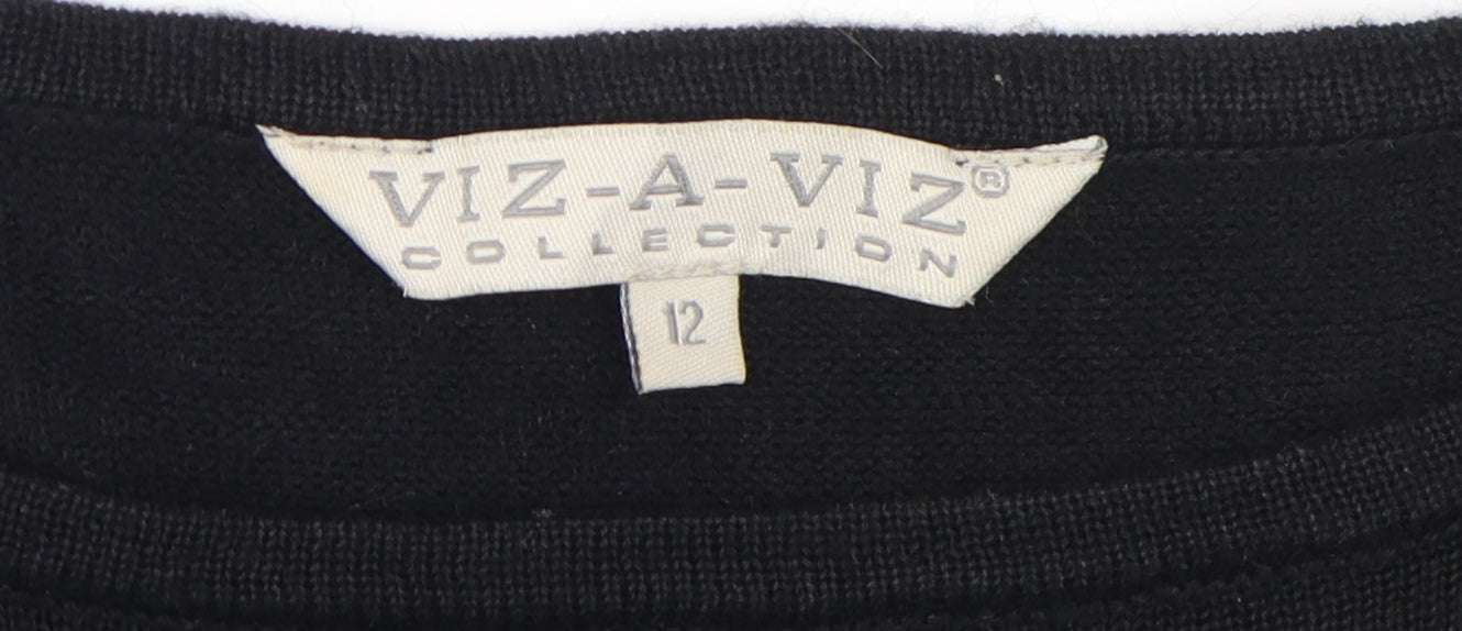 Womens UK Size 12 Viz-A-Viz Black Pullover Jumper