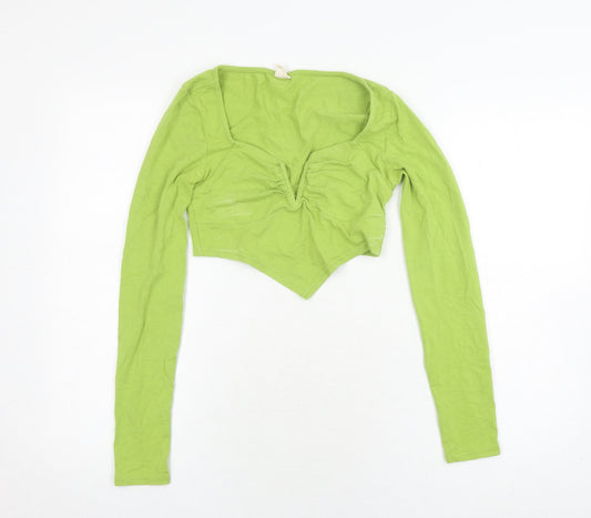 Womens UK Size S Urban Outfitters Green Cropped T-Shirt