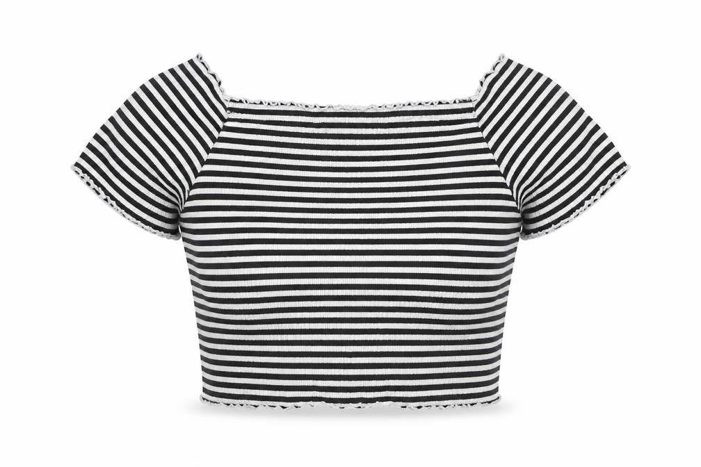 Womens UK Size 12 Monki Black Cropped T-Shirt