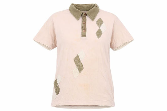 Urban Vintage Beige Argyle Polo M Unisex Cotton Casual