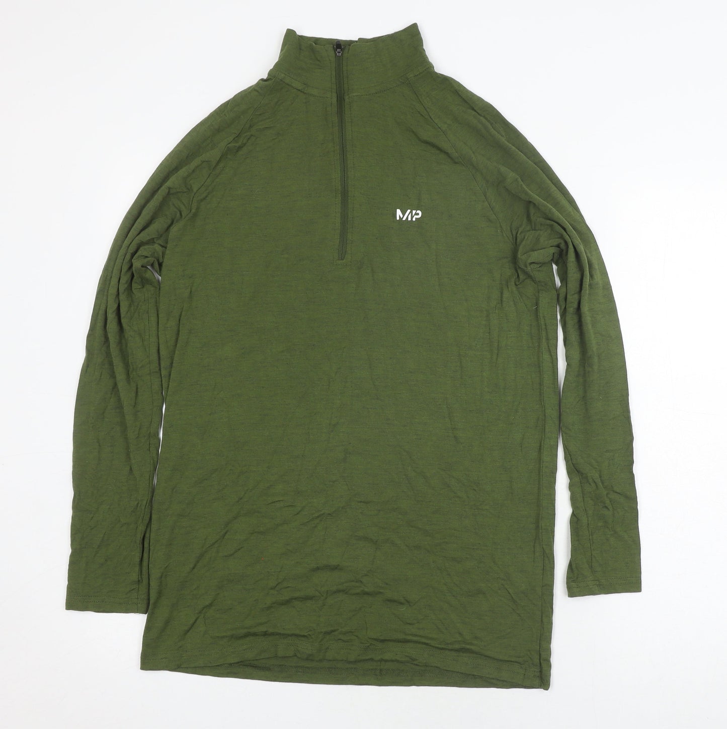 MP Men's Green Long Sleeve High Neck Shirt - S