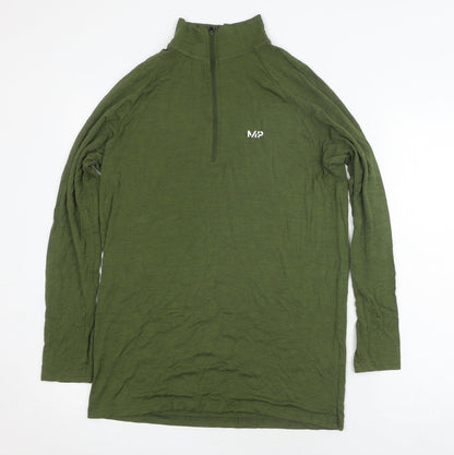 MP Men's Green Long Sleeve High Neck Shirt - S