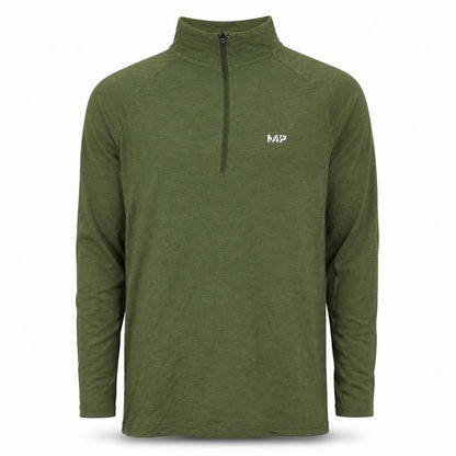 MP Men's Green Long Sleeve High Neck Shirt - S