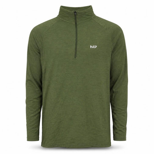MP Men's Green Long Sleeve High Neck Shirt - S