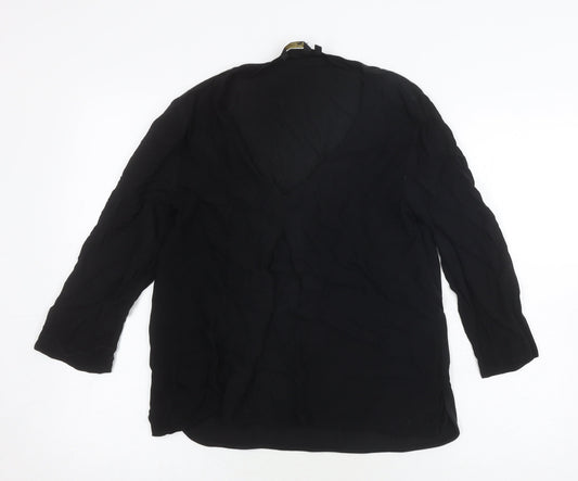 Womens UK Size 12 Massimo Dutti Black Basic Blouse