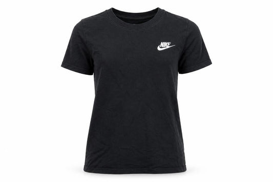 Front view of Nike unisex black cotton basic t-shirt, size M, casual wear