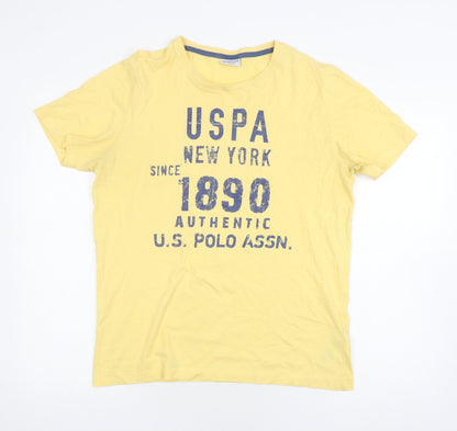 U.S. Polo Assn. Men's Yellow L T-Shirt Logo Print