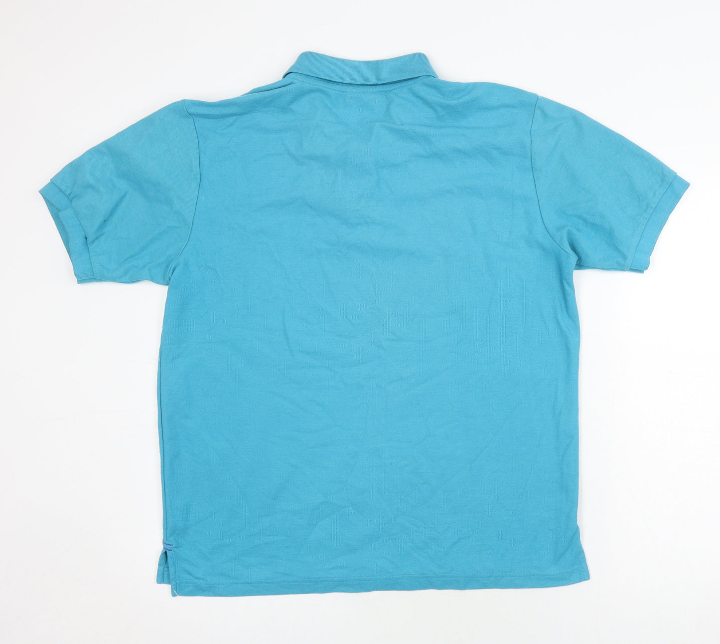 Slazenger Men's Blue Polo Shirt L Solid Collared Logo