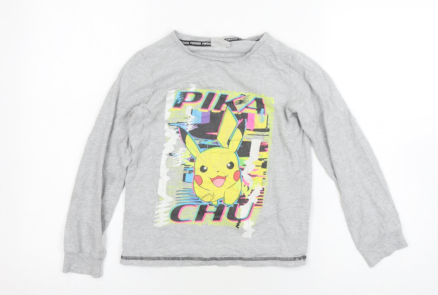 Tu Boys Grey Pikachu Long Sleeve T-Shirt 10-11 Years