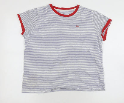 Unisex Adults UK Size L Lee White Ringer T-Shirt
