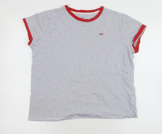 Unisex Adults UK Size L Lee White Ringer T-Shirt