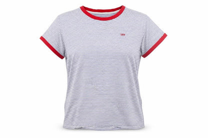 Unisex Adults UK Size L Lee White Ringer T-Shirt