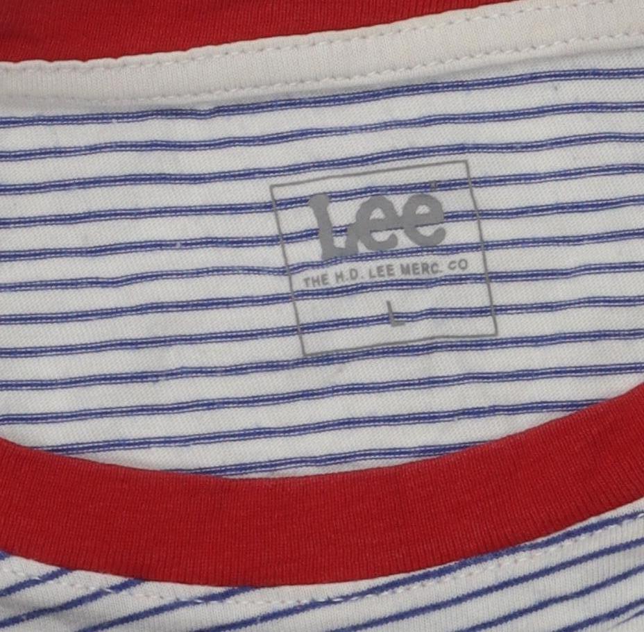 Unisex Adults UK Size L Lee White Ringer T-Shirt
