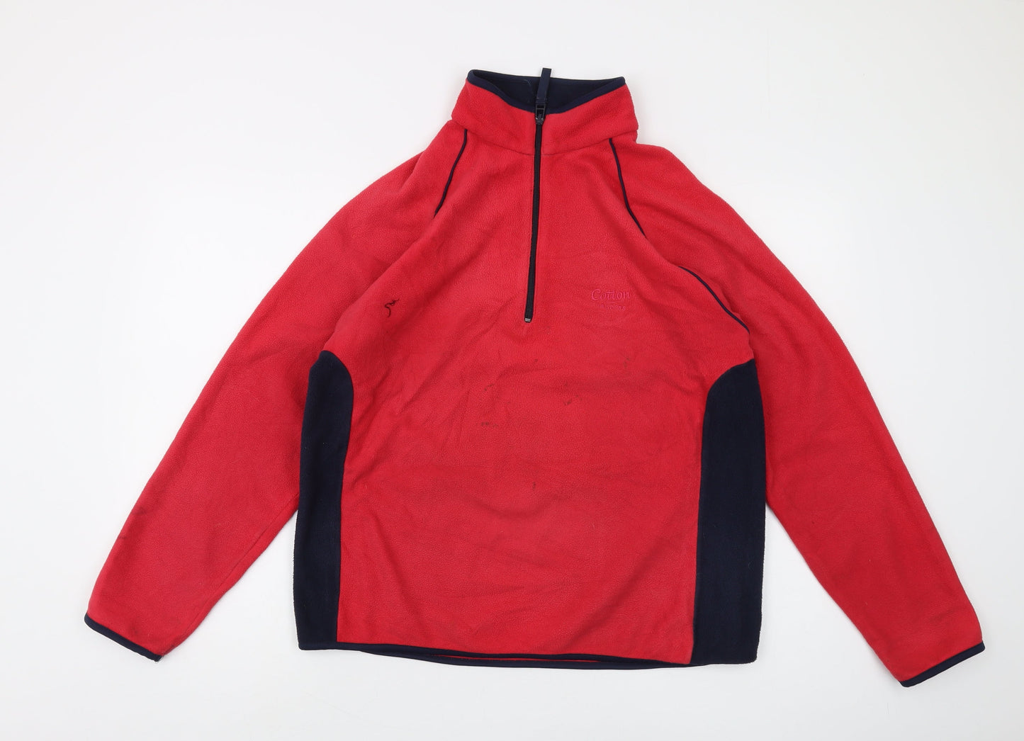 Mens UK Size M Cotton Traders Red 1/4 Zip Sweatshirt
