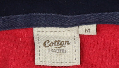Mens UK Size M Cotton Traders Red 1/4 Zip Sweatshirt