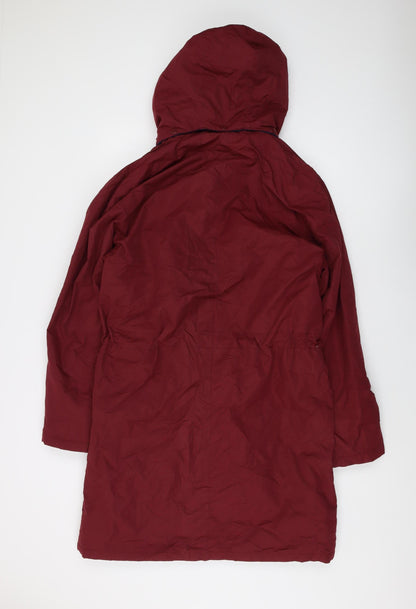Collon Women's Red Parka Coat M - Hooded, Pockets, Long Sleeve