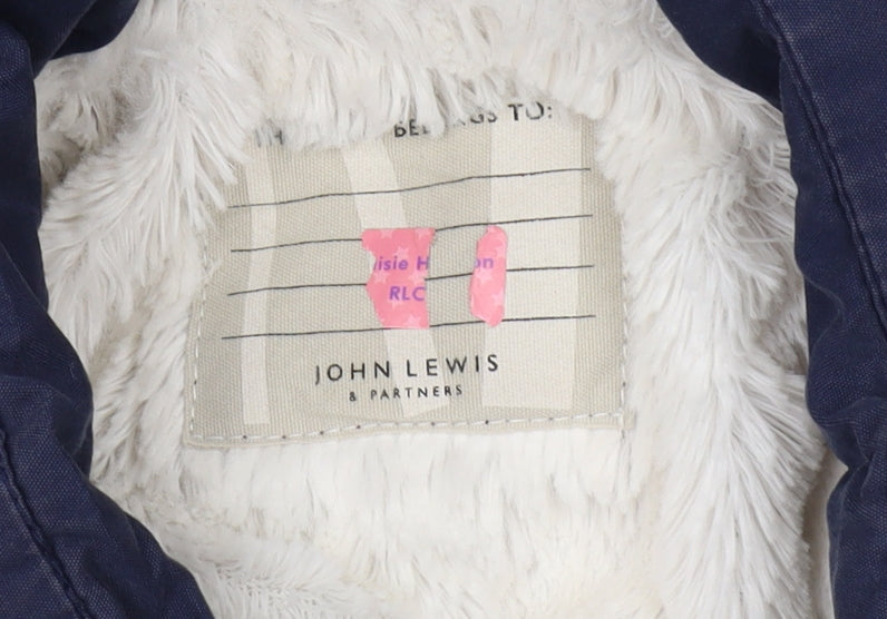 John Lewis Girls Blue Parka Jacket 5 Years