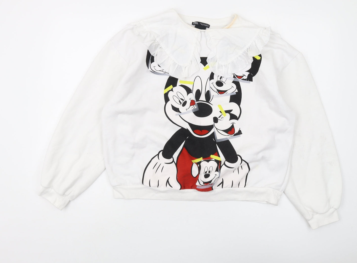 Zara Women’s White Disney Sweatshirt S Ruffle Accents
