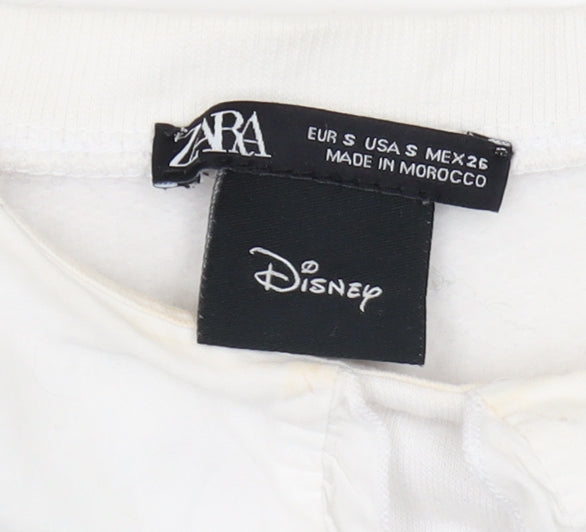 Zara Women’s White Disney Sweatshirt S Ruffle Accents
