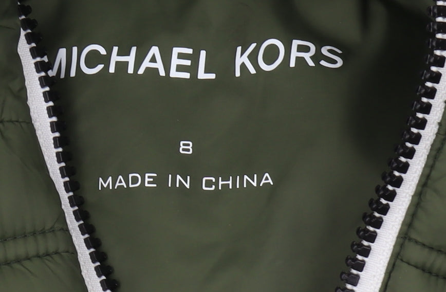 Michael Kors Boys Green Puffer Jacket Hooded Size 8 Years