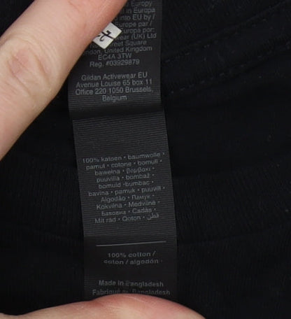 Mens UK Size M Gildan Black  T-Shirt