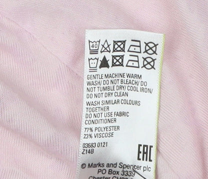 Womens UK Size 12 Marks and Spencer Pink Basic T-Shirt