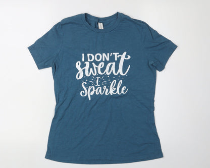 Womens UK Size S Bella + Canvas Blue Basic T-Shirt
