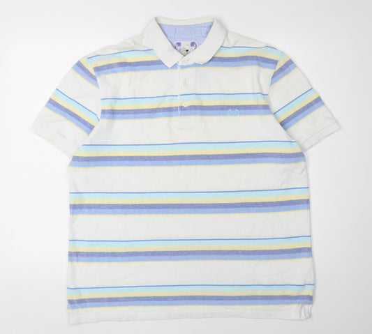 BHS Men's Multicoloured Striped Polo L