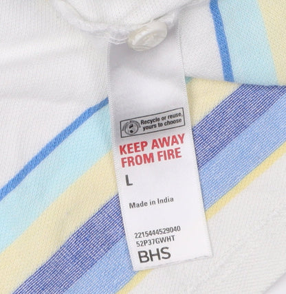 BHS Men's Multicoloured Striped Polo L