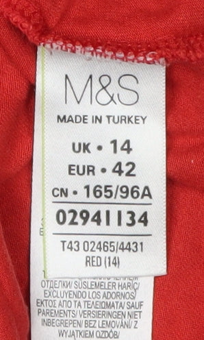 Womens UK Size 14 Marks and Spencer Red Basic Tank