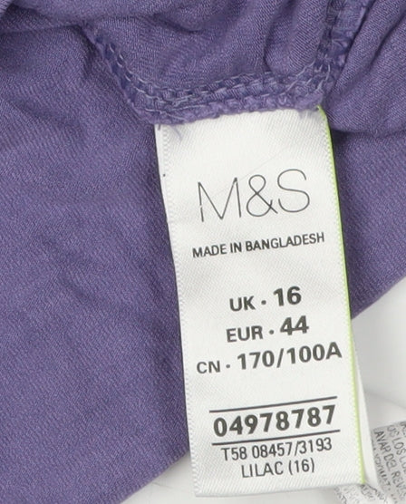 Womens UK Size 16 Marks and Spencer Purple Basic T-Shirt