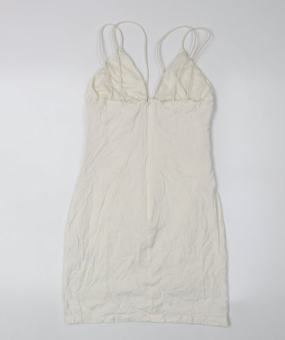 H&M Women's Ivory Slip Dress, Size S, Strappy, V-Neck