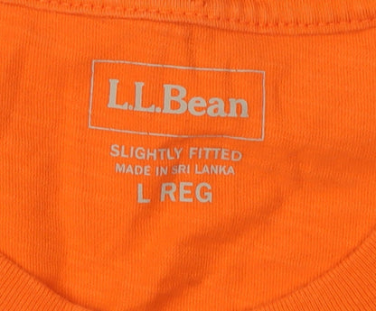 L.L. Bean Men's Orange Graphic Print T-Shirt L