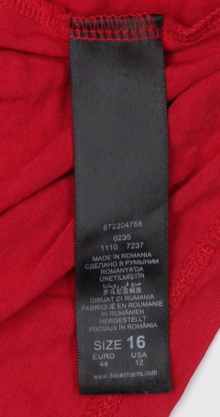 Womens UK Size 16 Debenhams Red Wrap Blouse